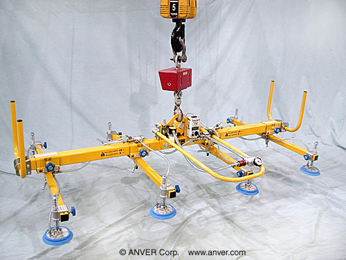 Light Duty Air Powered Generator with Eight Pad Lifting Frame for Lifting & Handling Metal Sheets 10 ft x 6 ft (3.1 m x 1.8 m) up to 1200 lb (544 kg)
